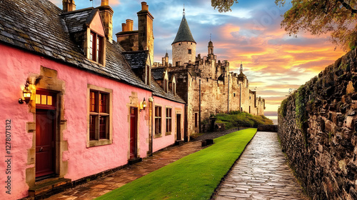 Majestic Castle of Holyrood in Edinburgh, Scotland, UK, showcasing historic architecture and rich heritage in a scenic setting photo