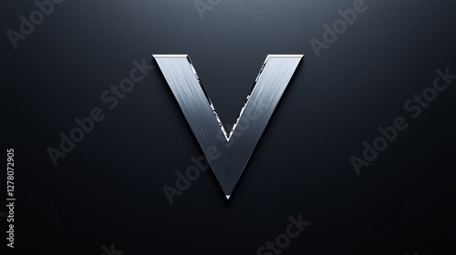 Metallic V Letter on Dark Textured Background for Modern Design Concepts