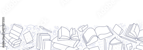 Open books for library, lesson at school, lecture