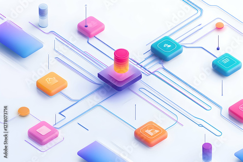 electronic components on white background