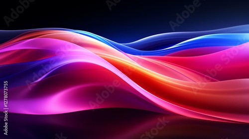 Hyper-realistic 3D render of abstract wavy lines in blue-purple gradient. Perfect for wallpapers, designs, and creative projects. Award-winning quality.