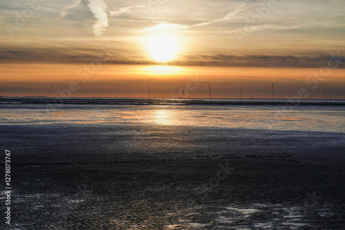 Blick über das Watt der Nordsee, Dorum - Deutschland. photo