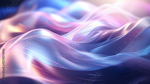 Hyper-realistic 3D render of abstract wavy lines in blue-purple gradient. Perfect for wallpapers, designs, and creative projects. Award-winning quality.