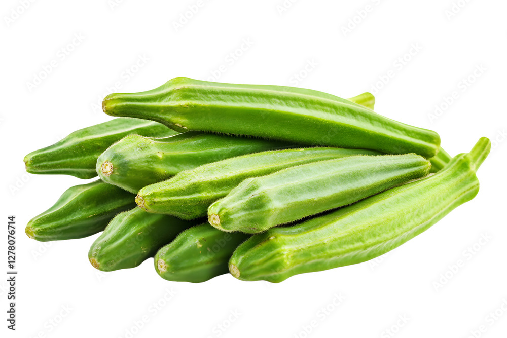 Fresh green okra, isolated on white background Fresh green okra, isolated on white background