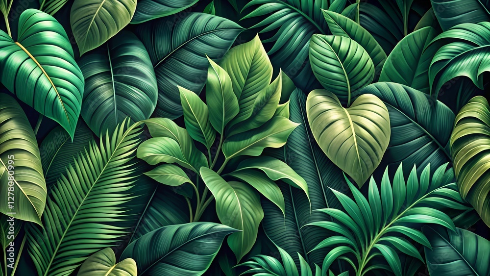 custom made wallpaper toronto digitalDeep Green Jungle Canopy: A Textured Tapestry of Tropical Leaves