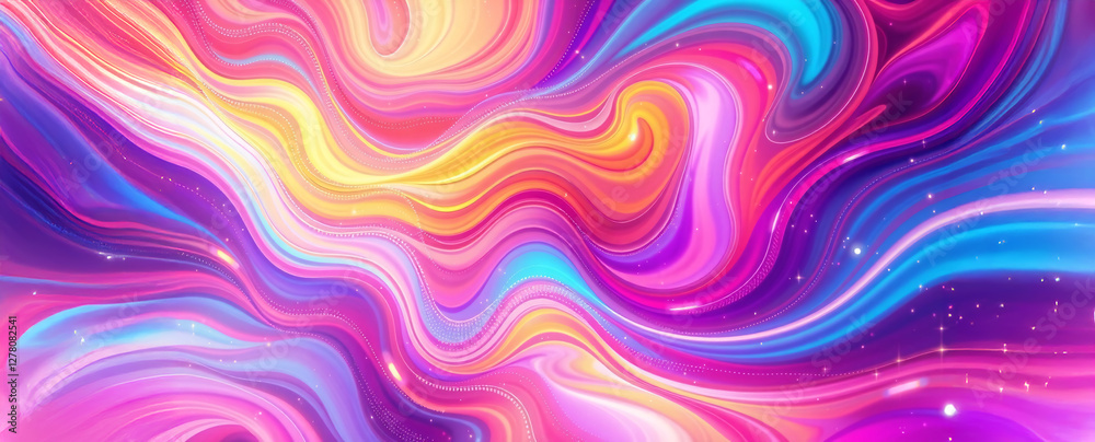 Fototapeta premium Abstract Curved Multi color Shape with Lighting Effect – Luxury Design on Multi color Background with Copy Space.