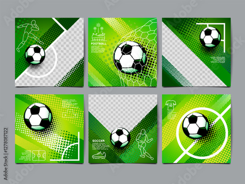 Soccer banner, Football template banner , Sport layout design, green theme