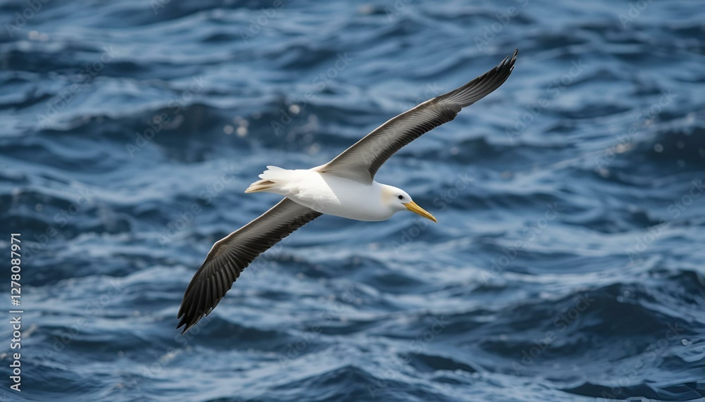 an albatross gliding over a stretch of ocean an albatross gliding over a stretch of ocean