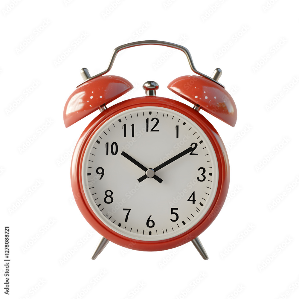 Retro red alarm clock, isolated on white background Retro red alarm clock, isolated on white background