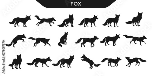 Collection of fox silhouettes in various poses
