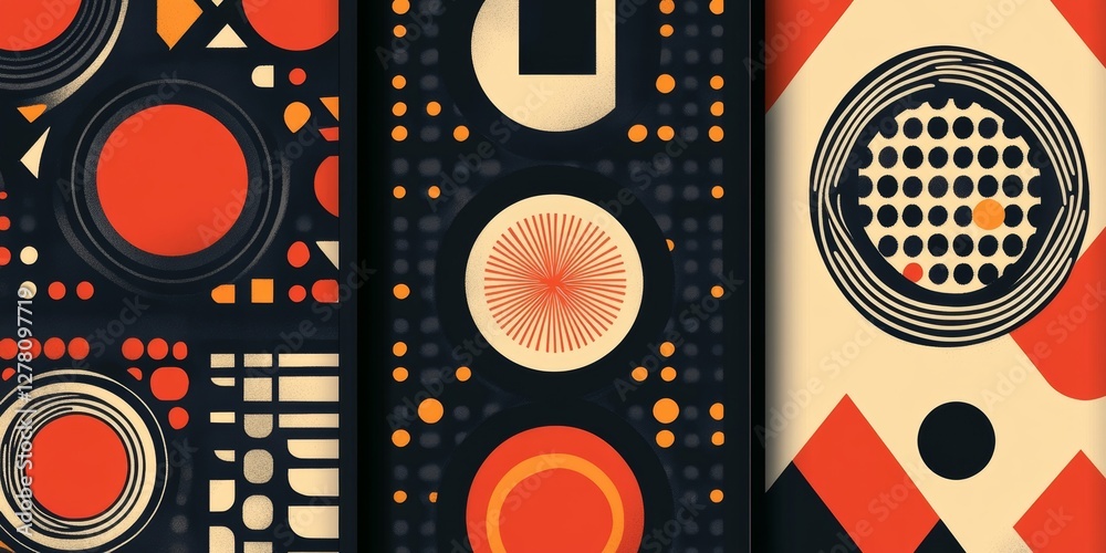 Obraz premium geometric patterns in orange and black colors.