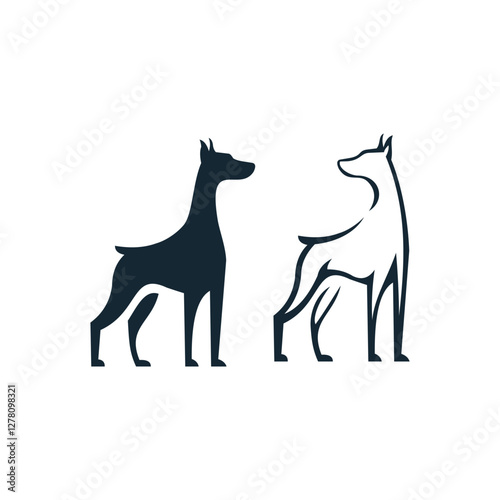 doberman dog silhouette logo designs