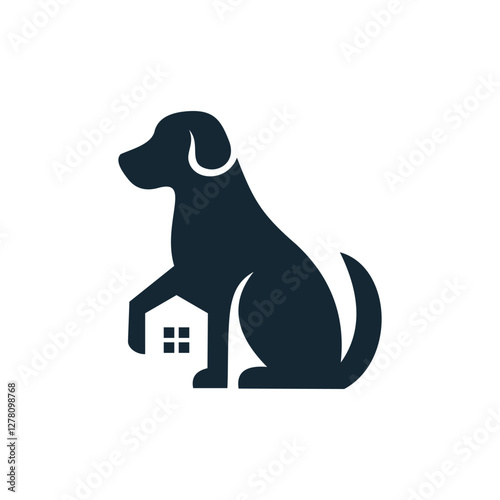 silhouette dog with house logo icon