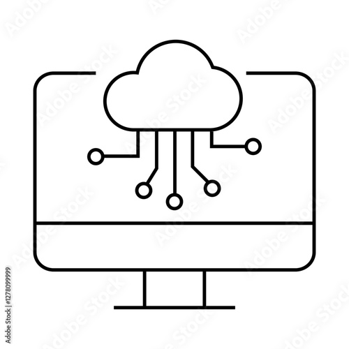 Optimize Cloud Computing Icon – Performance Enhancement and Cloud Security- Editable stroke vector line icon