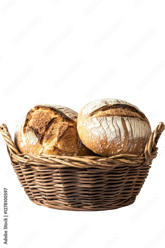 Isolated Bread Loaves in Wicker Basket Isolated Bread Loaves in Wicker Basket