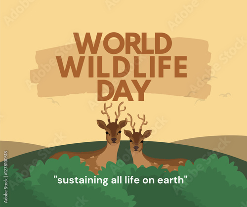 World Wildlife Day Deer Vector Design: Celebrating All Life on Earth