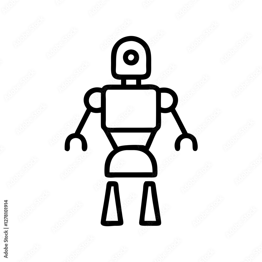 Simple Line Art Illustration of a Futuristic Robot Simple Line Art Illustration of a Futuristic Robot