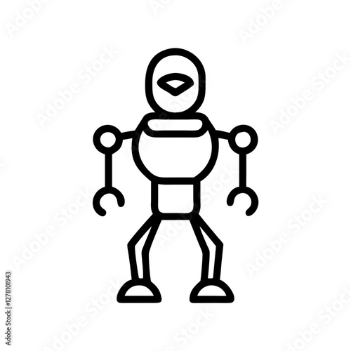 Simple Line Art Illustration of a Futuristic Robot