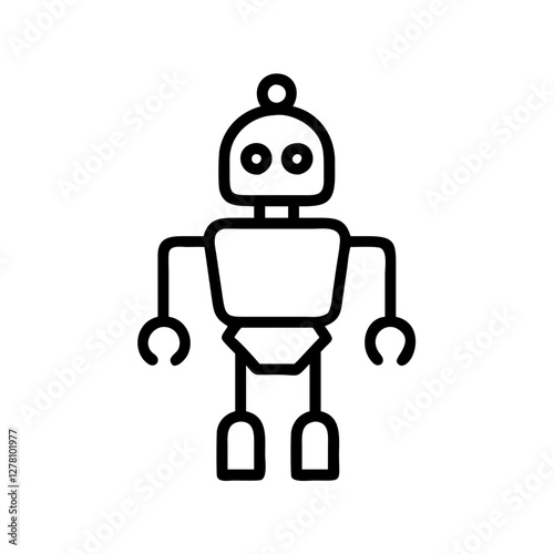 Simple Line Art Illustration of a Futuristic Robot