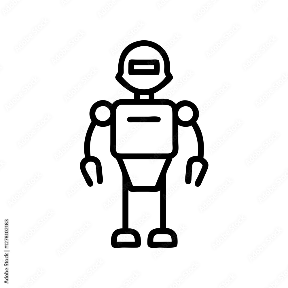 Simple Line Art Illustration of a Futuristic Robot Simple Line Art Illustration of a Futuristic Robot