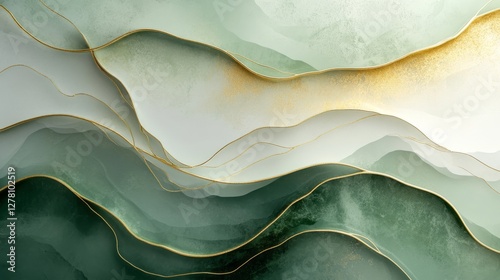 Beautiful layers of green and gold create flowing abstract artwork