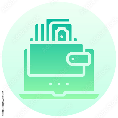 online wallet vector round gradient icon