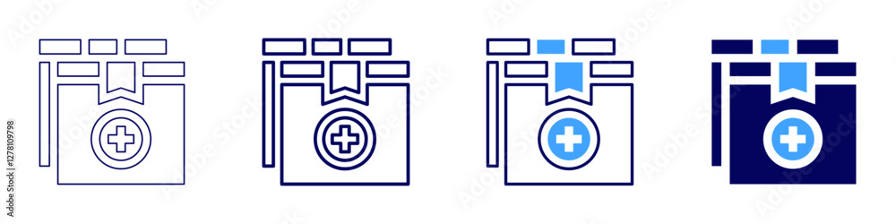 Fototapeta premium Medical procedure explanation icon in 4 different styles. Thin Line, Line, Bold Line, Duotone. Duotone style. Editable stroke