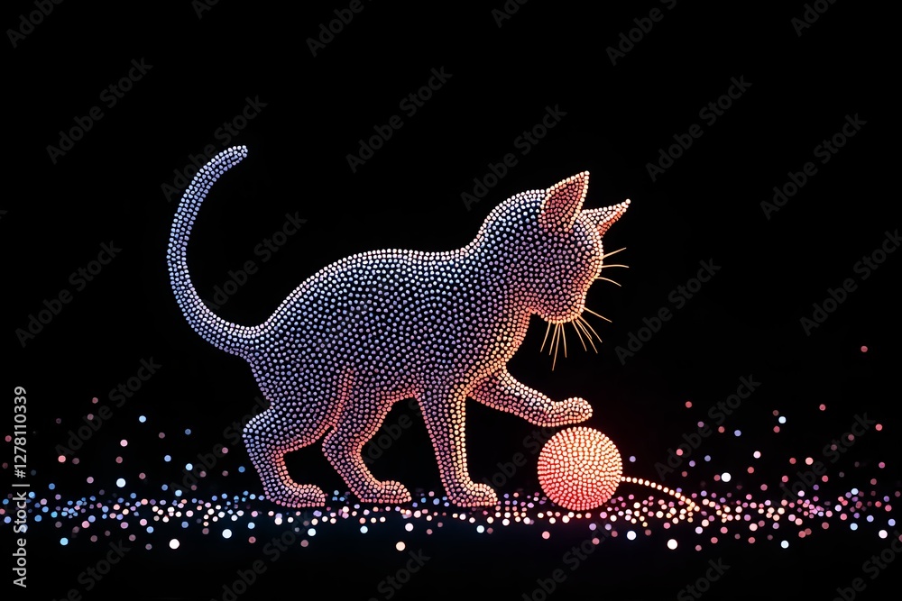 Obraz premium Cat silhouette on black background