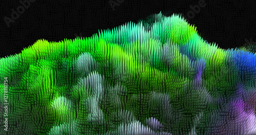 Colorful abstract texture created with Gradient flow and 3D structure imitate the movement of liquid or wind. Vibrant colors, volumetric waves and digital noise create a sense of depth and dynamics. I