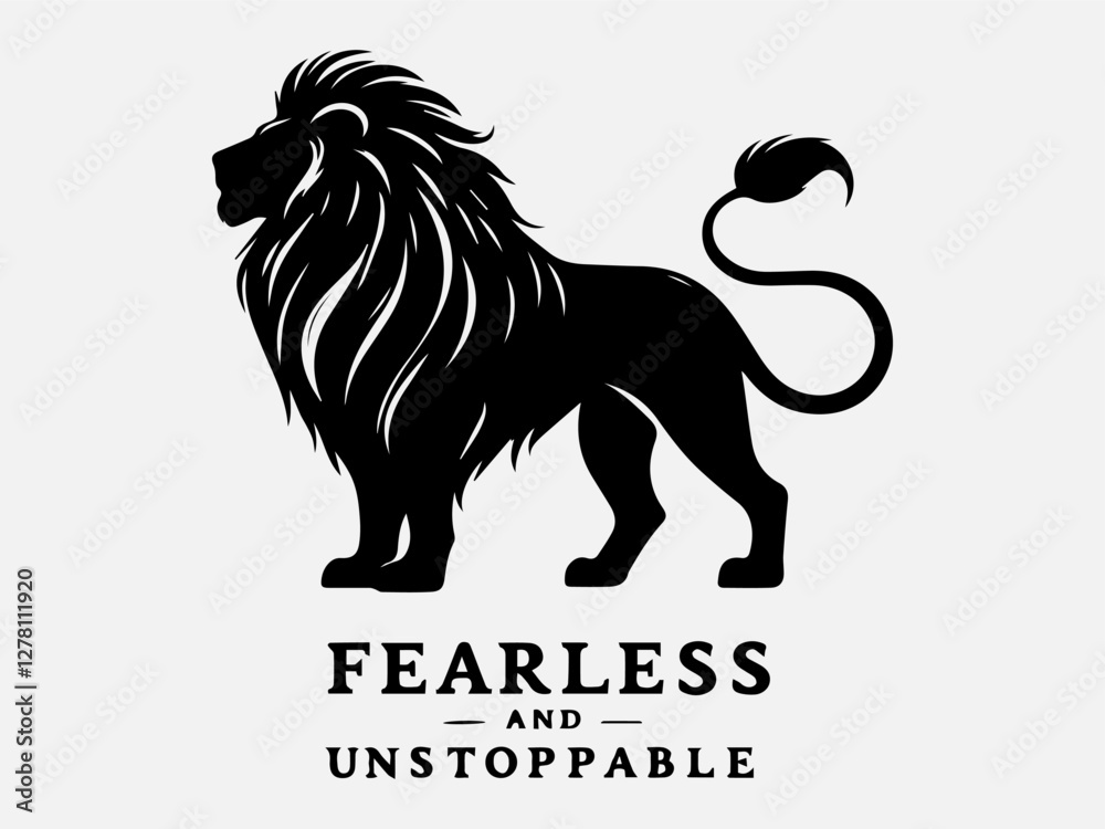 Fototapeta premium Lion Silhouette Vector Illustration with the text 