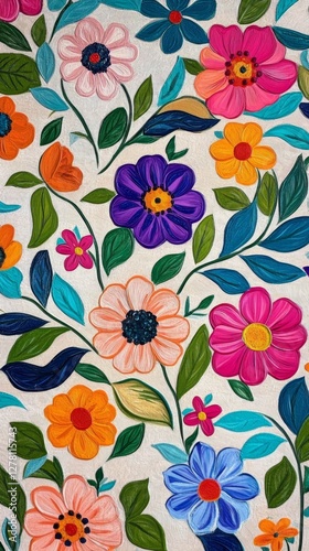 Vibrant Floral Pattern Painting