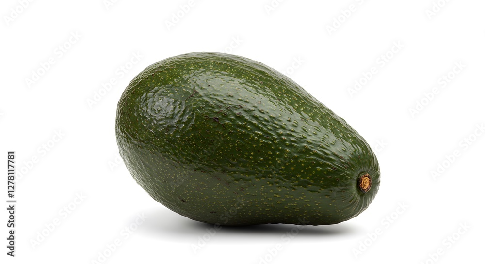 A Single Ripe Avocado on White Background A Single Ripe Avocado on White Background