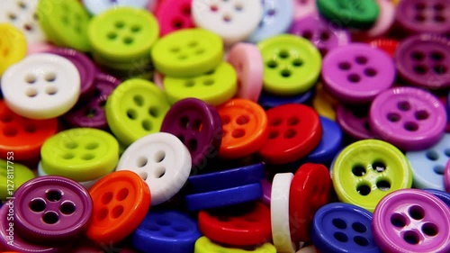 Close-up of multi-colored small buttons.