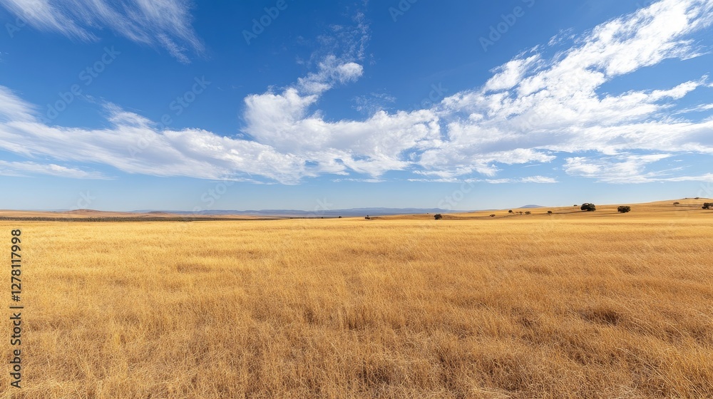 A panoramic shot of a vast, endless savannah stretching as far as the eye can see. A panoramic shot of a vast, endless savannah stretching as far as the eye can see.