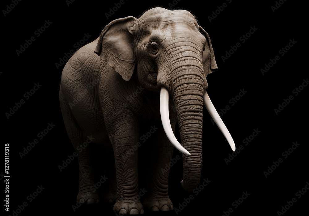 Fototapeta premium Powerful Elephant Against a Black Background