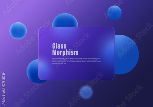 Dark gradient background with partition and spheres. Glass morphism style background.