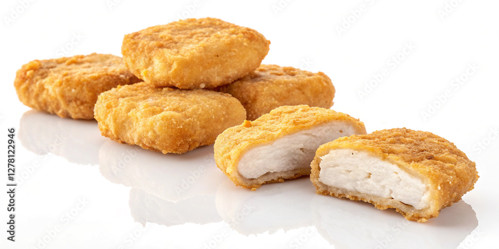 Chicken Nuggets Isolated on a White Background, Ideal for Quick Meals and Snacks Chicken Nuggets Isolated on a White Background, Ideal for Quick Meals and Snacks