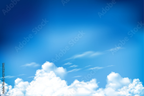 Blue sky with clouds,vector illustration of sunny day sky view