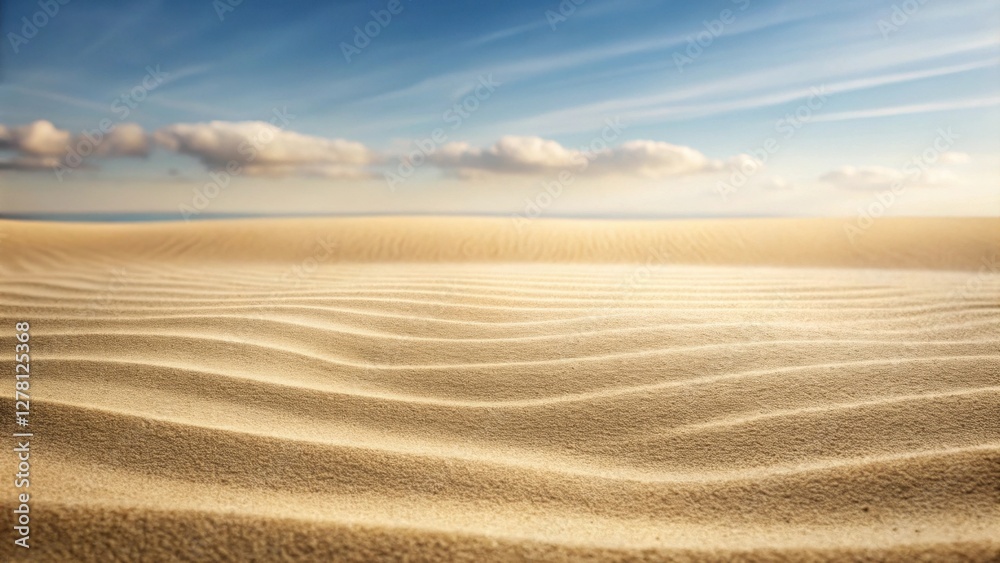 Naklejka premium Serene Coastal Dunescape A Sunlit Panorama of Undulating Sand and a Vast, Clear Sky