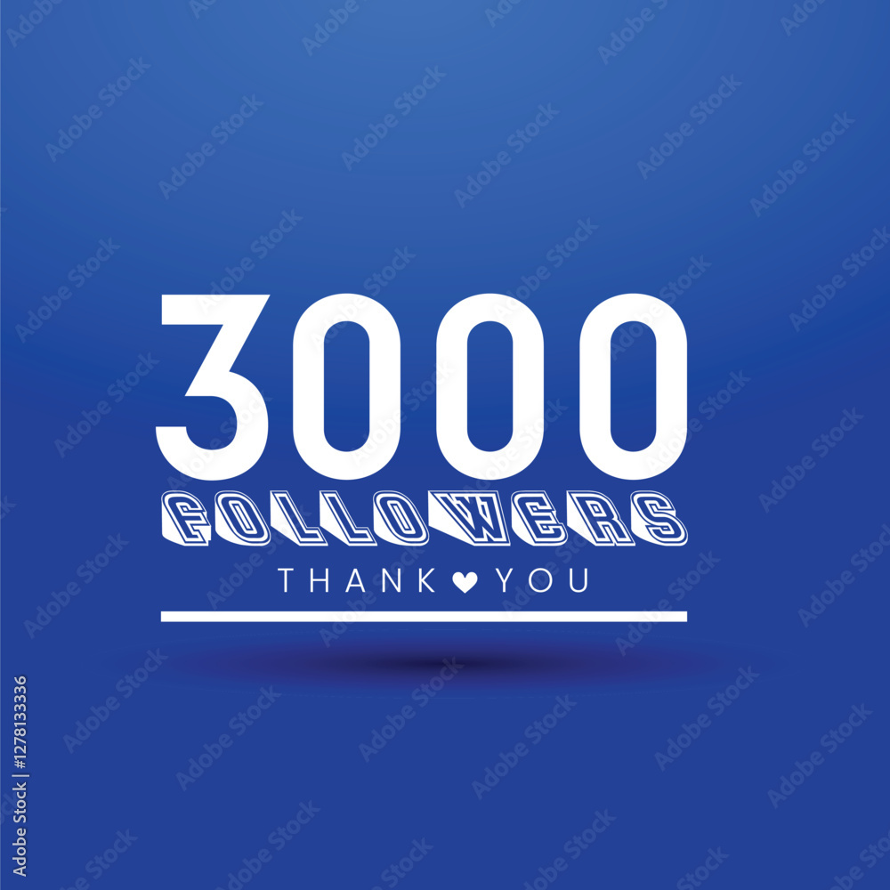 Obraz premium 3000 followers, 30K followers design. Thanks for the first 3000 followers banner. Thank you followers congratulation card.
