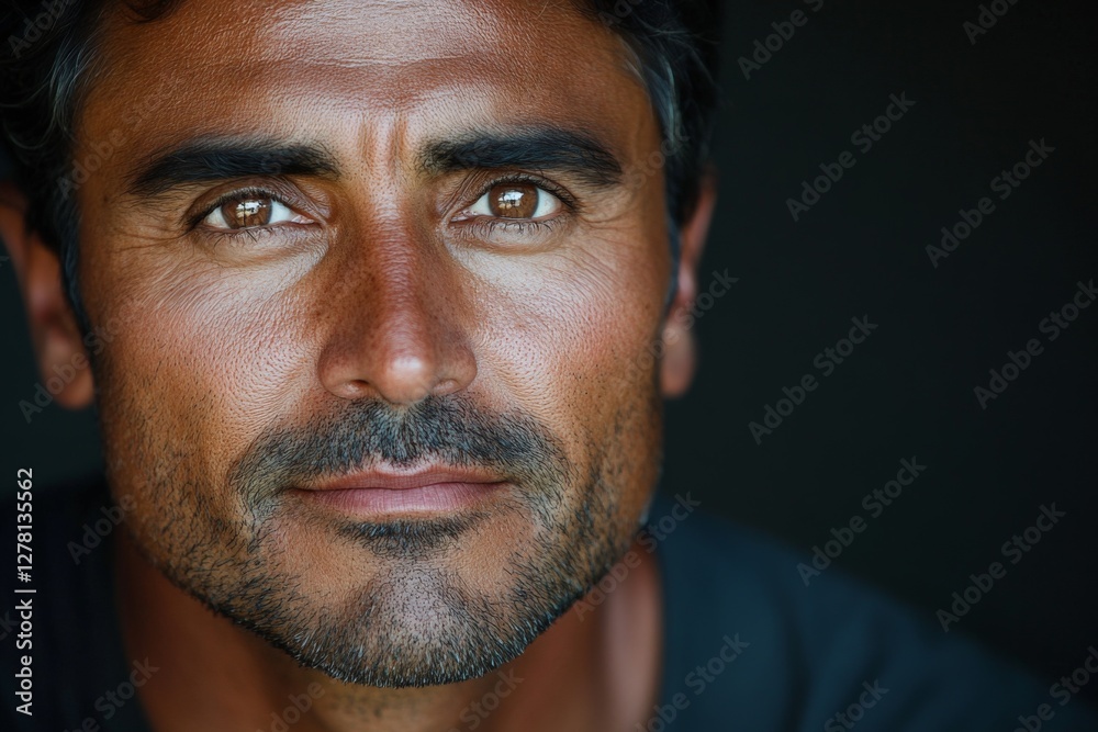 Fototapeta premium Portrait of a man with expressive facial features in natural light