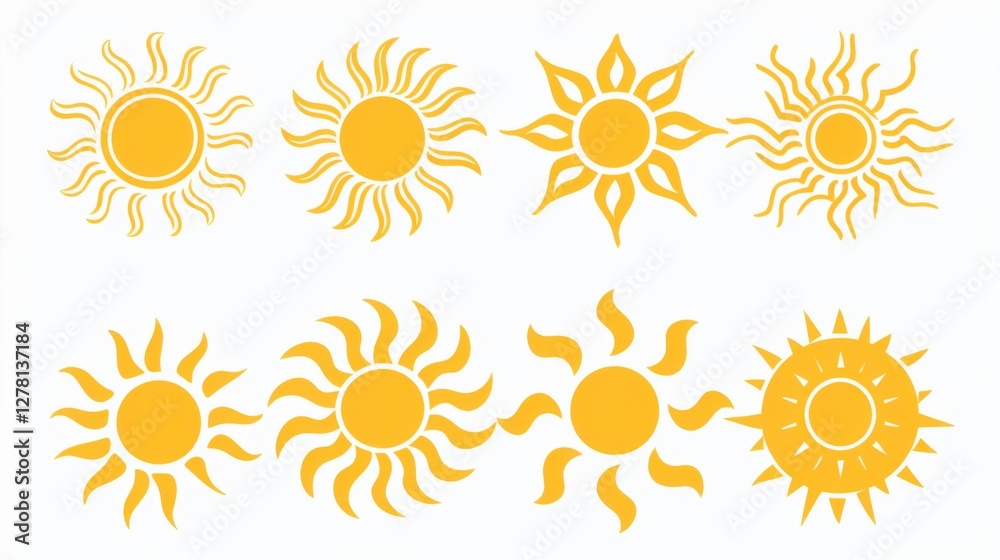 Radiant Sun: A Stunning Collection of Simple Vector Icons Radiant Sun: A Stunning Collection of Simple Vector Icons