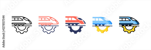 High Speed Train Multistyle Icon Set