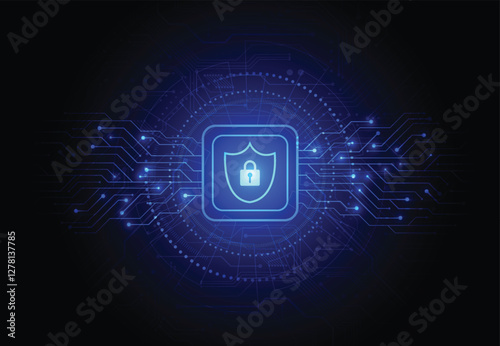 Premium security cyber digital concept. Abstract technology background protect system innovation for business. Vector illustration