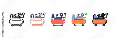 Air Compressor Multistyle Icon Set