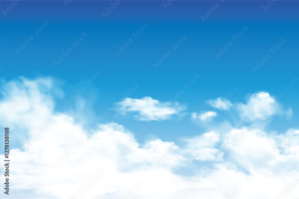 Blue sky with clouds,vector illustration of sunny day sky view Blue sky with clouds,vector illustration of sunny day sky view
