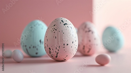 Œufs de pâques sur fond unis, couleurs pastel, 