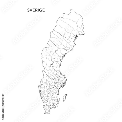 Geopolitical Vector Map of the Kingdom of Sweden (Sveridge) with Municipalities (Kommuner) and Counties (Län) Administrative Subdivisions as of 2025 - Sweden