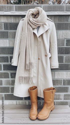 Beige Trench Coat, Scarf, and Boots - Cozy Autumn Outfit Ideas