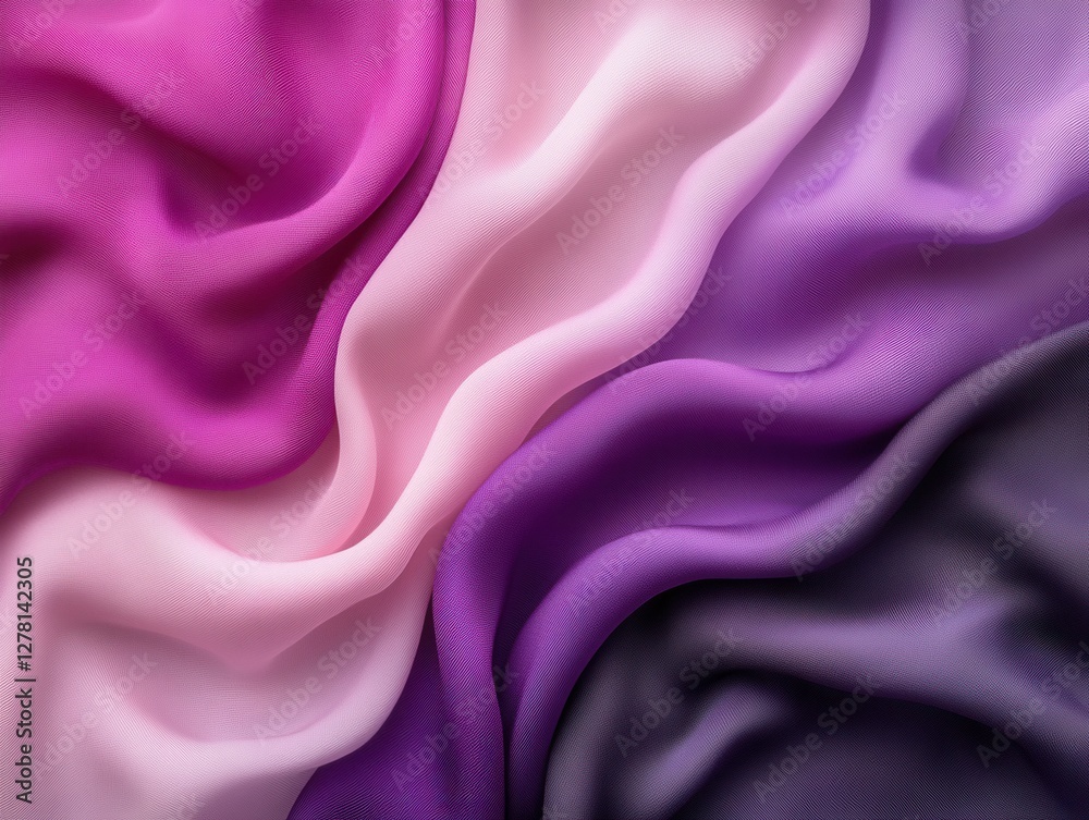 Obraz premium Elegant Texture of Flowing Silk Fabric in Shades of Pink Purple and Lavender for Fashion and Design Projects